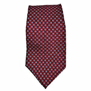 Italian Silk Mens Wide Necktie Red Made USA Dots Textured Workwear Formal